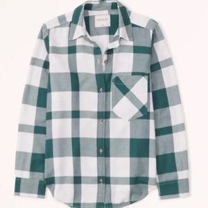 NWT Abercrombie Soft AF Relaxed Flannel, Small, Green